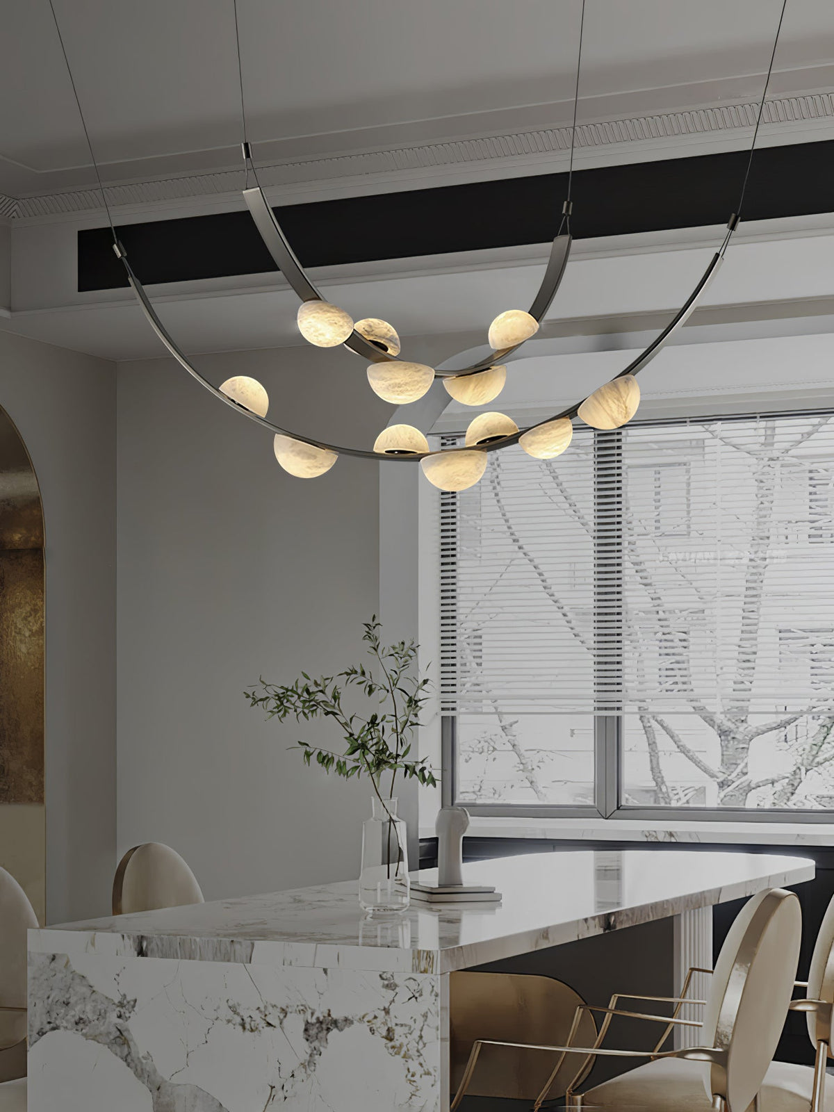 Renverlyn Alabaster Chandelier-Moonnatur