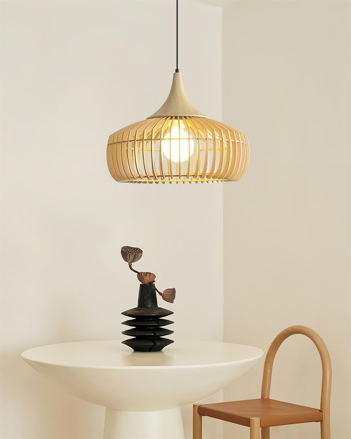 Veyrenholm Wood Pendant Light-Moonnatur