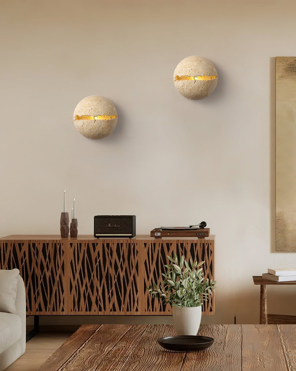 Dunselenis Travertine Wall Light-Moonnatur
