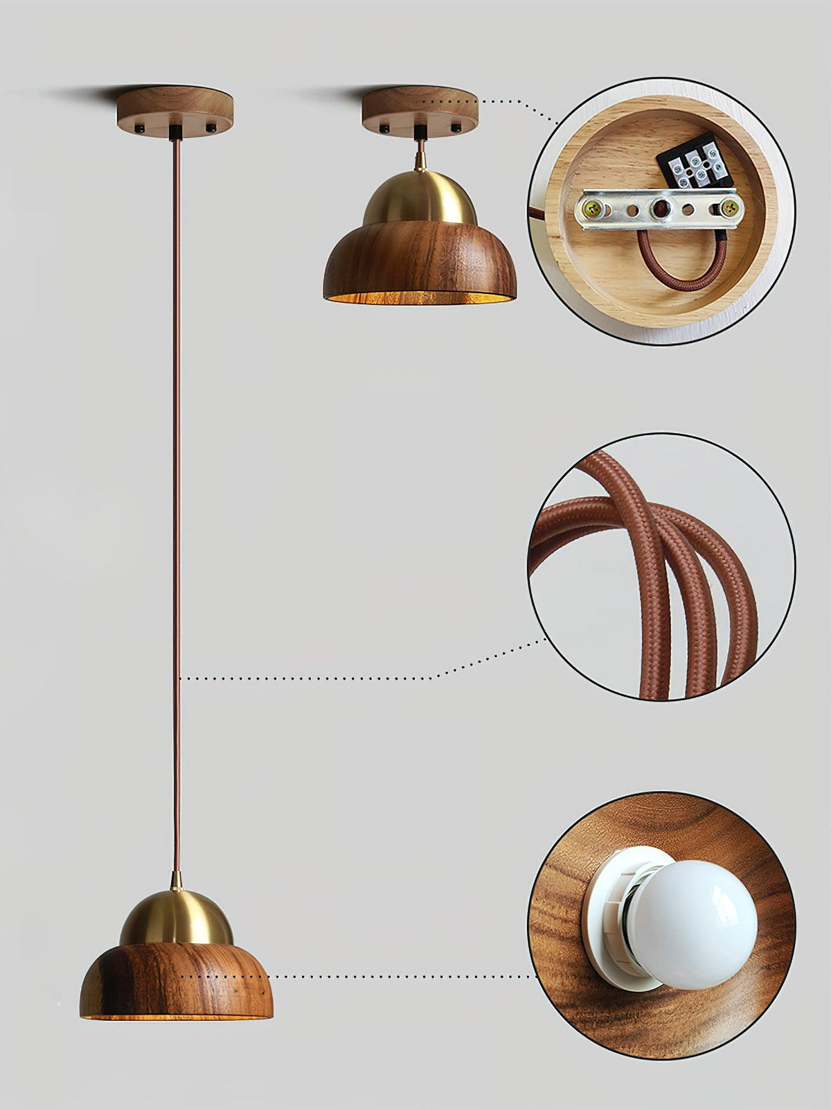 Hazelelle Wood Pendant Light-Moonnatur