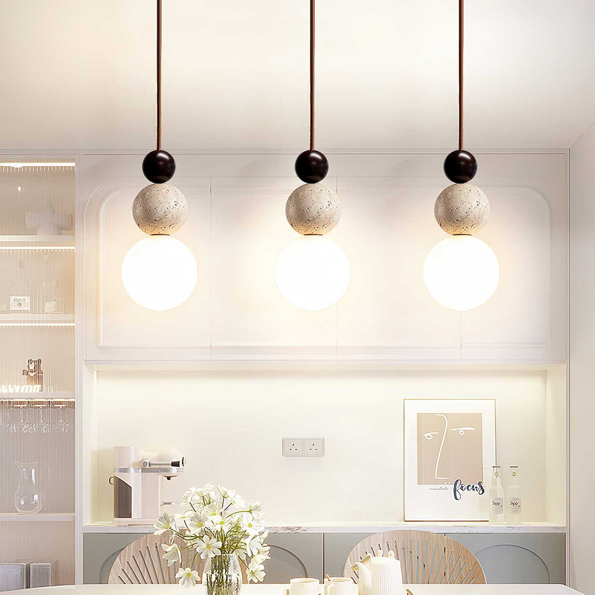 Penreloria Travertine Pendant Light-Moonnatur