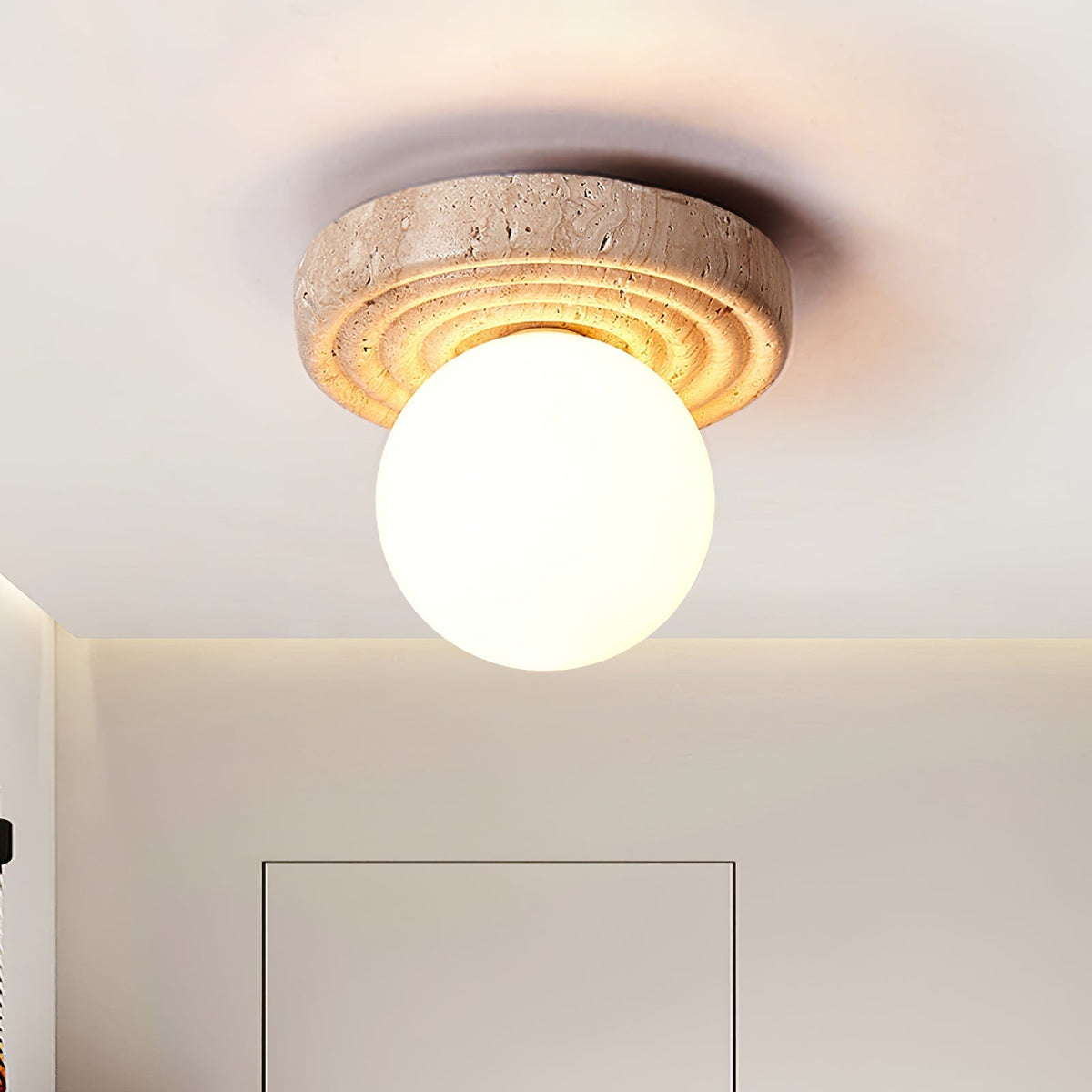 Idrisenna Travertine Ceiling Light-Moonnatur