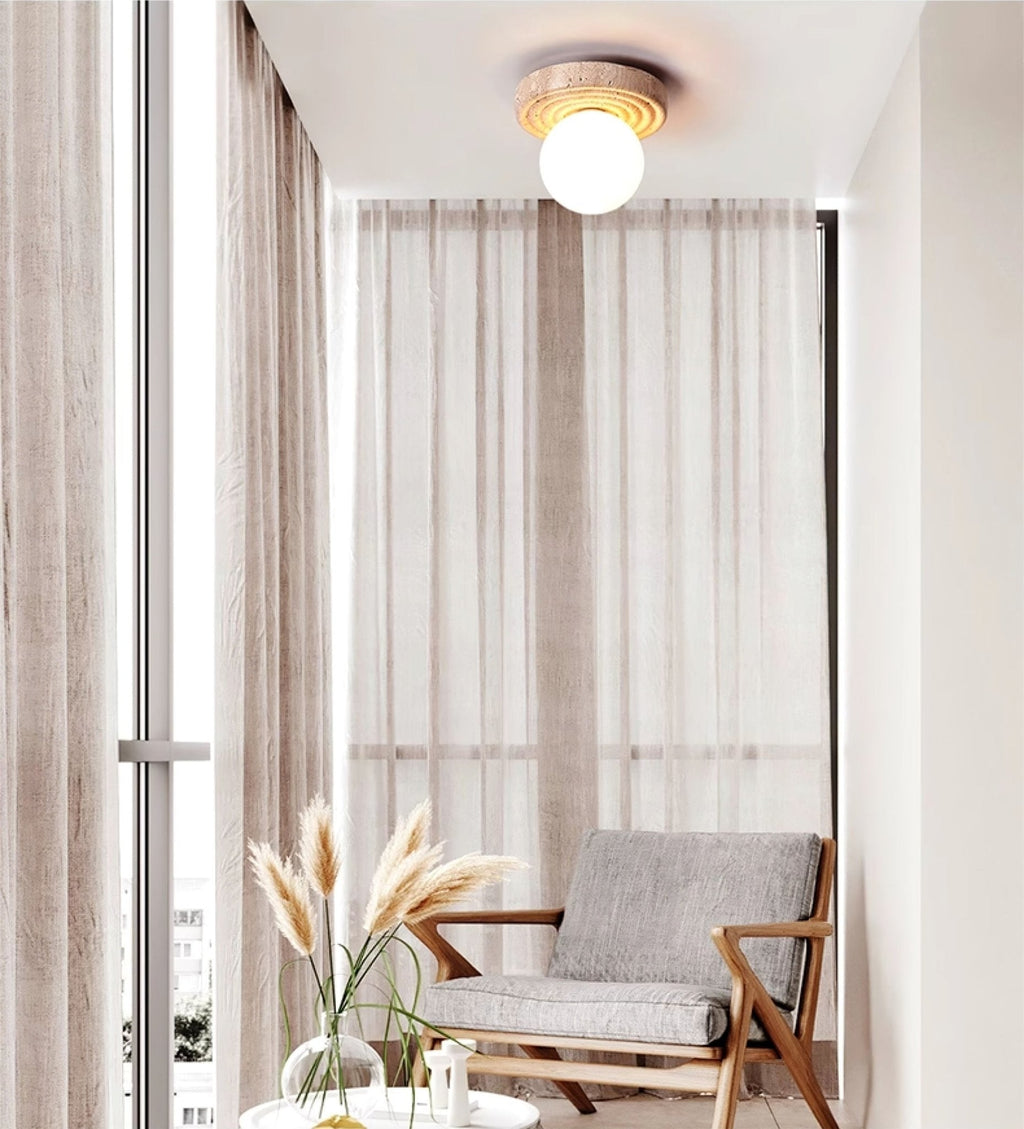 Idrisenna Travertine Ceiling Light-Moonnatur