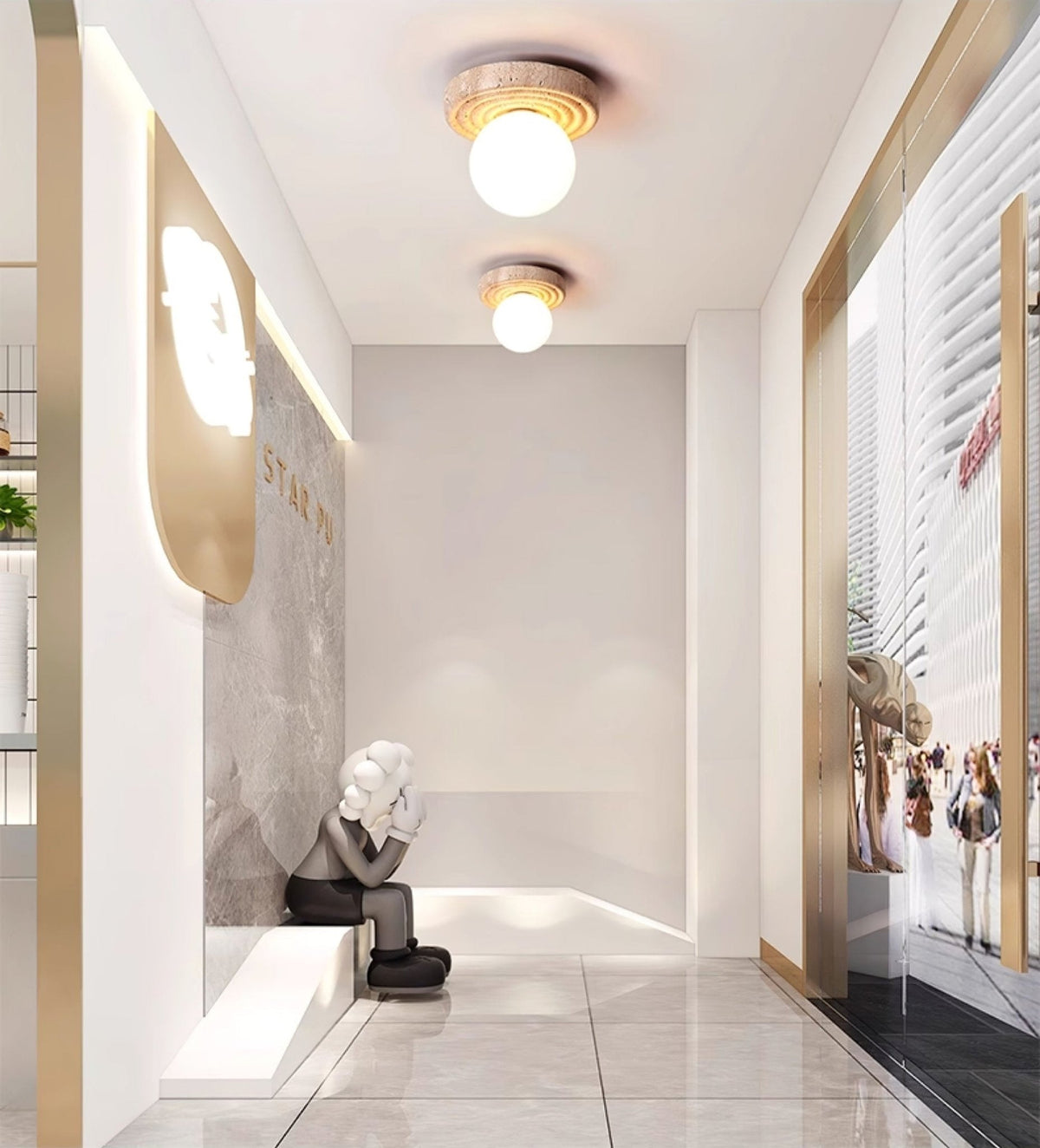 Idrisenna Travertine Ceiling Light-Moonnatur