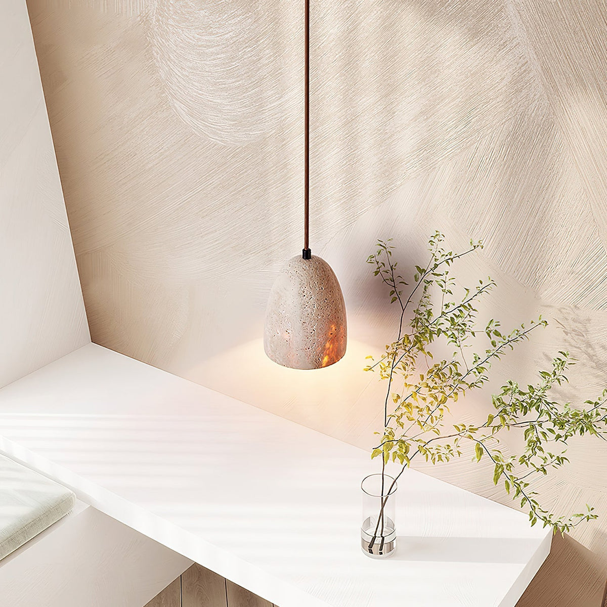 Ulvenenora Travertine Pendant Light-Moonnatur
