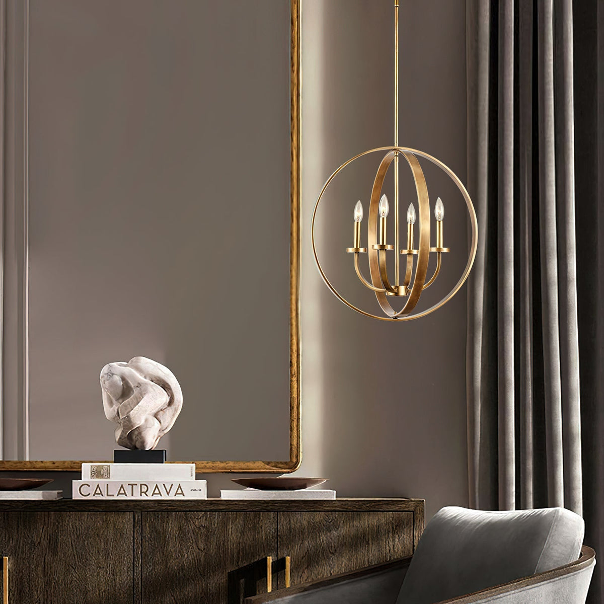 Aldricella Brass Chandelier-Moonnatur