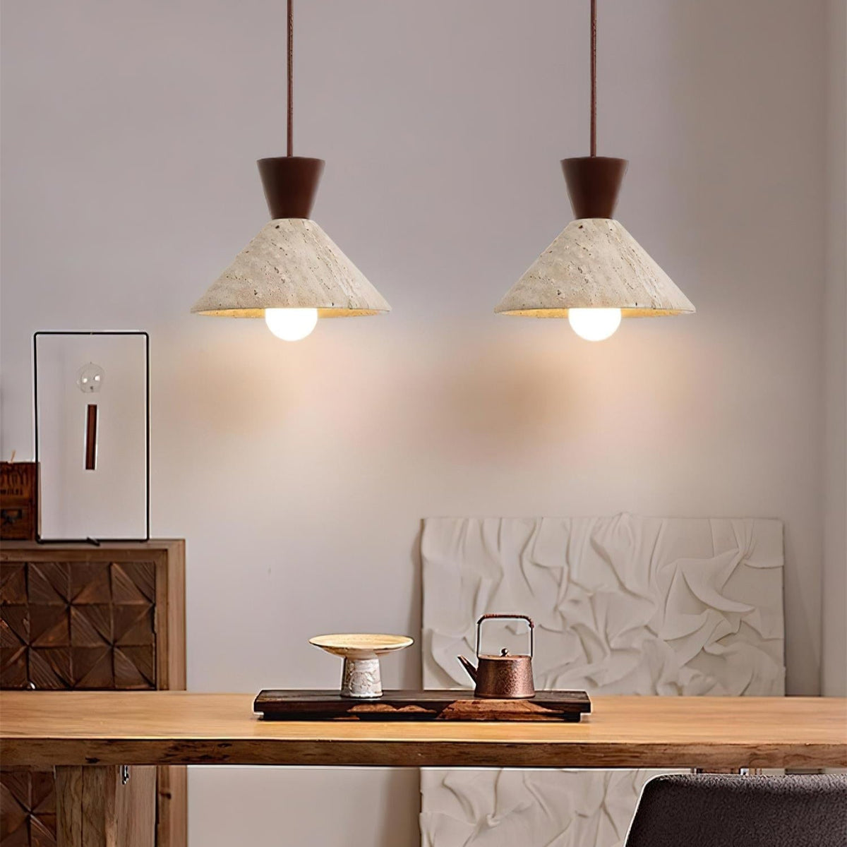 Wilvenlark Travertine Pendant Light-Moonnatur