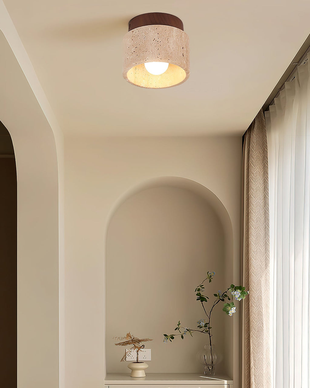 Barrowlark Travertine Ceiling Light-Moonnatur