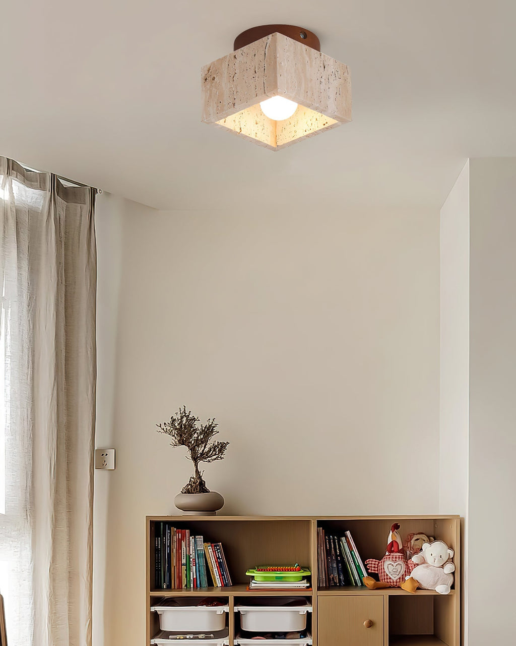 Barrowlark Travertine Ceiling Light-Moonnatur