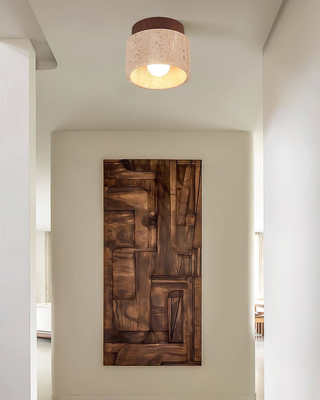 Barrowlark Travertine Ceiling Light-Moonnatur