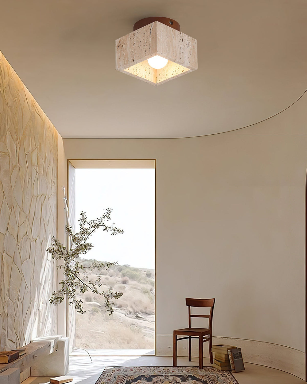 Barrowlark Travertine Ceiling Light-Moonnatur