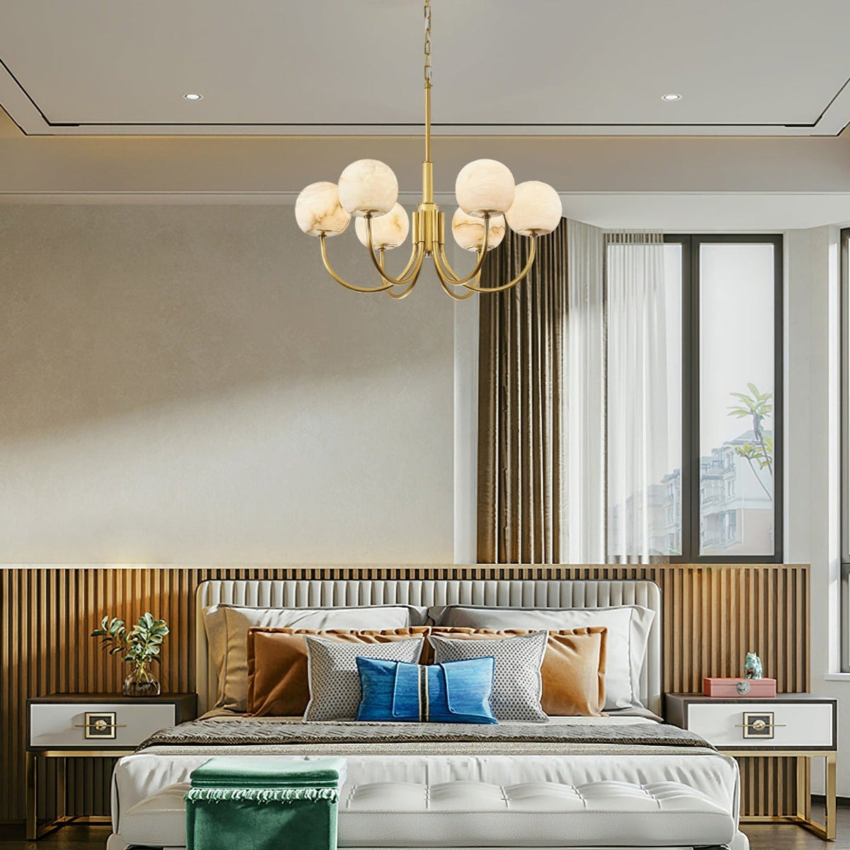 Aberfield Alabaster Chandelier-Moonnatur