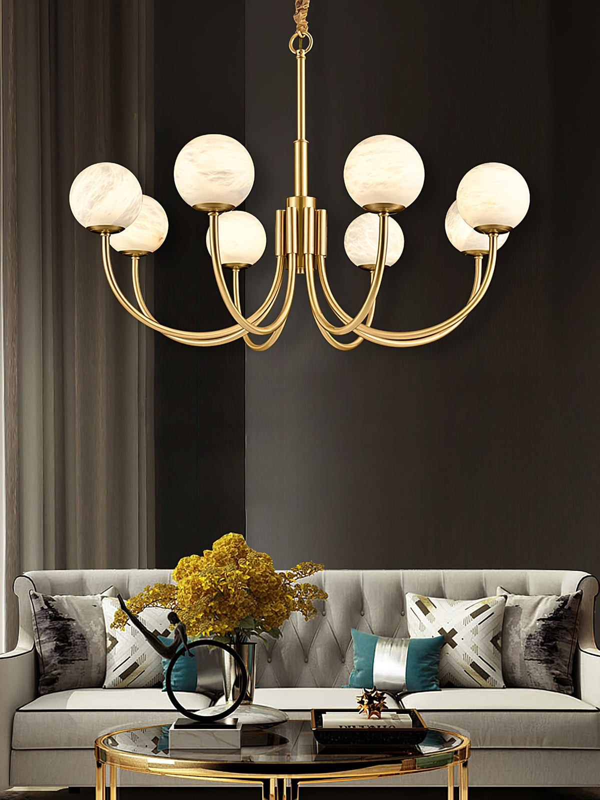 Aberfield Alabaster Chandelier-Moonnatur