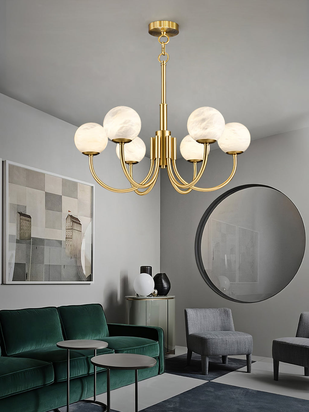 Aberfield Alabaster Chandelier-Moonnatur