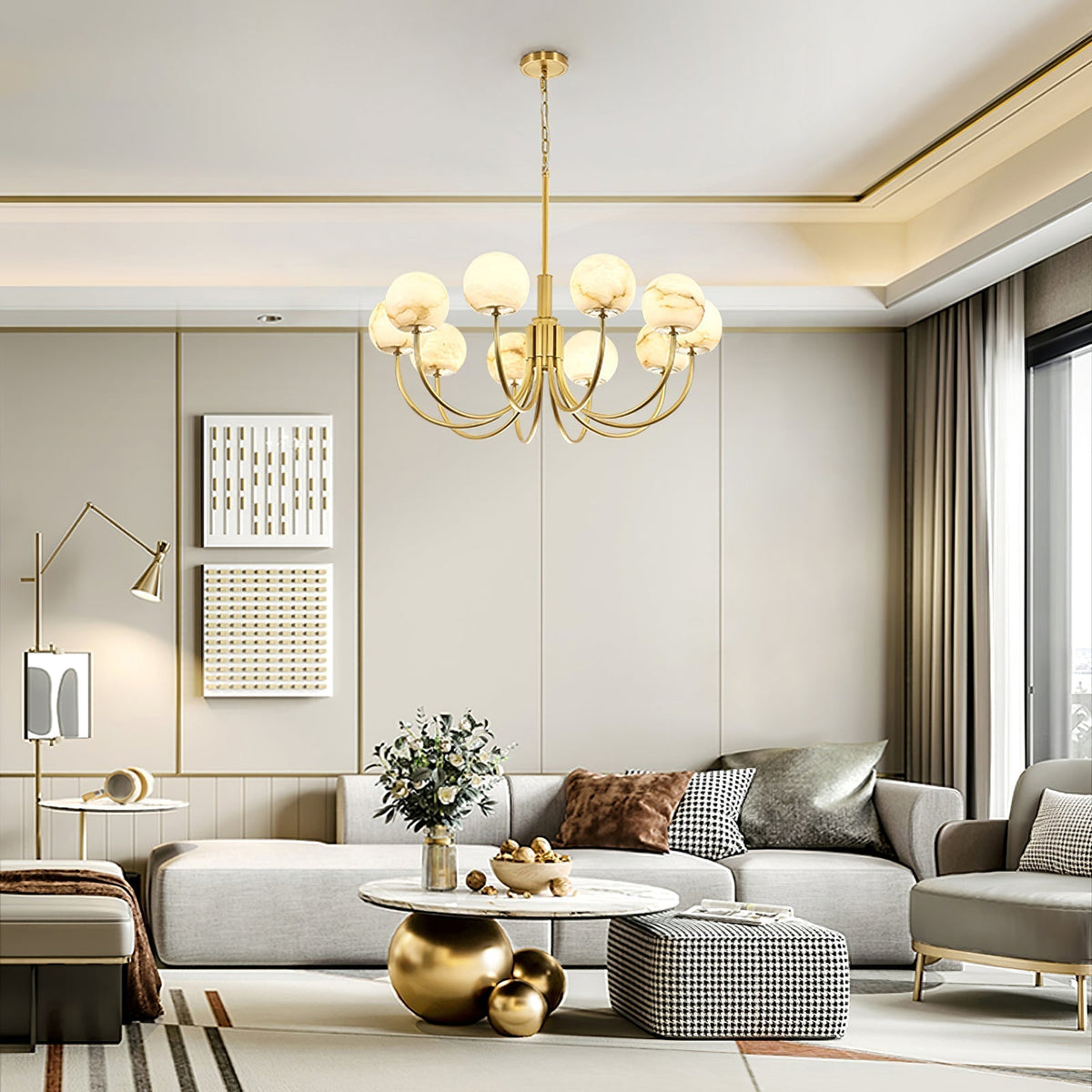 Aberfield Alabaster Chandelier-Moonnatur