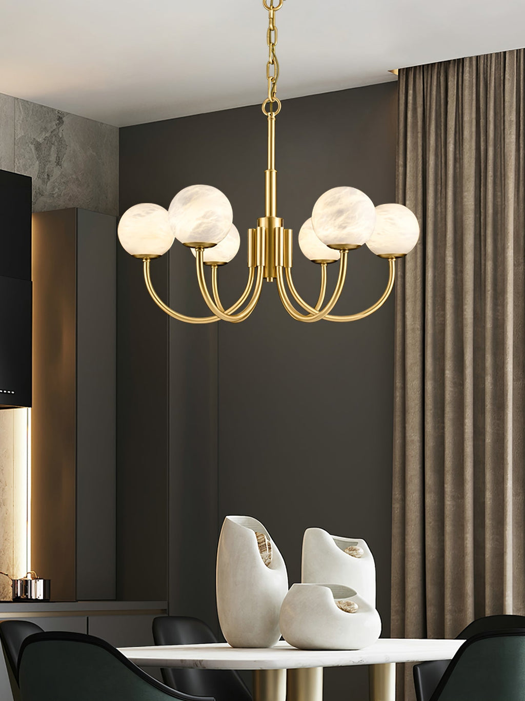 Aberfield Alabaster Chandelier-Moonnatur
