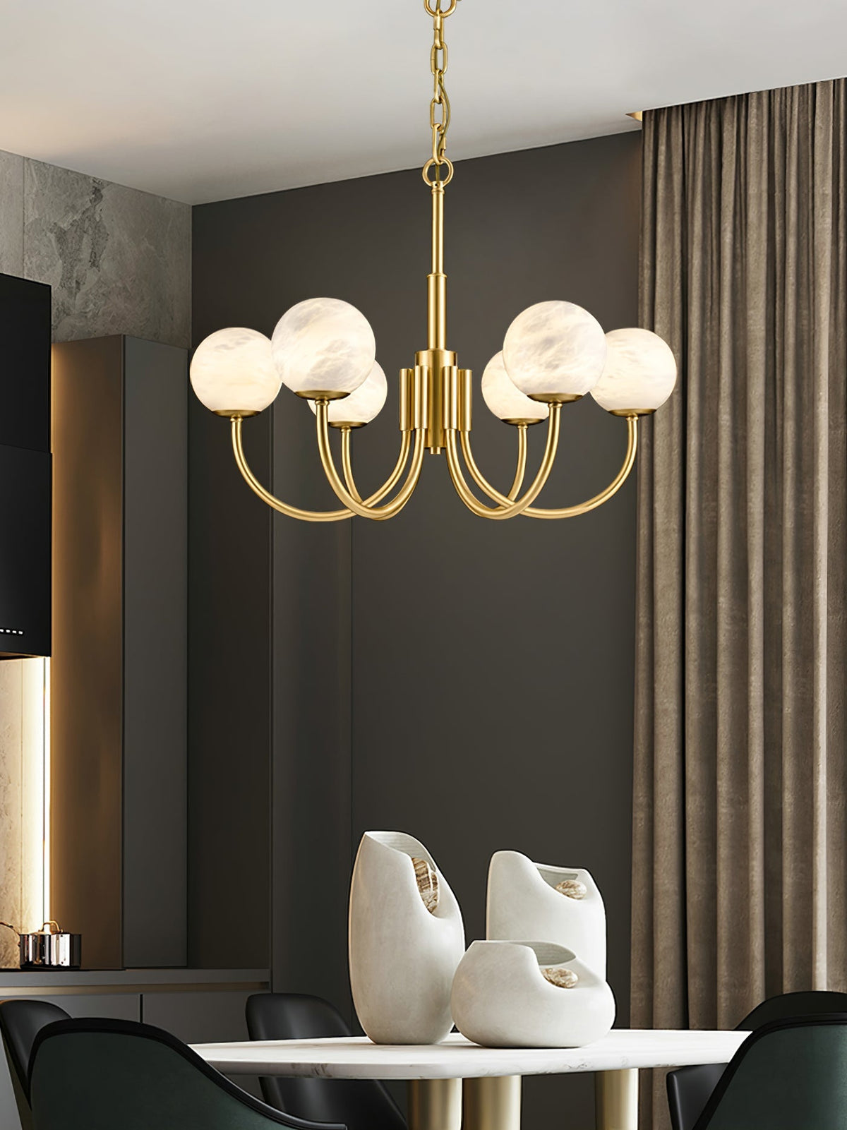 Aberfield Alabaster Chandelier-Moonnatur