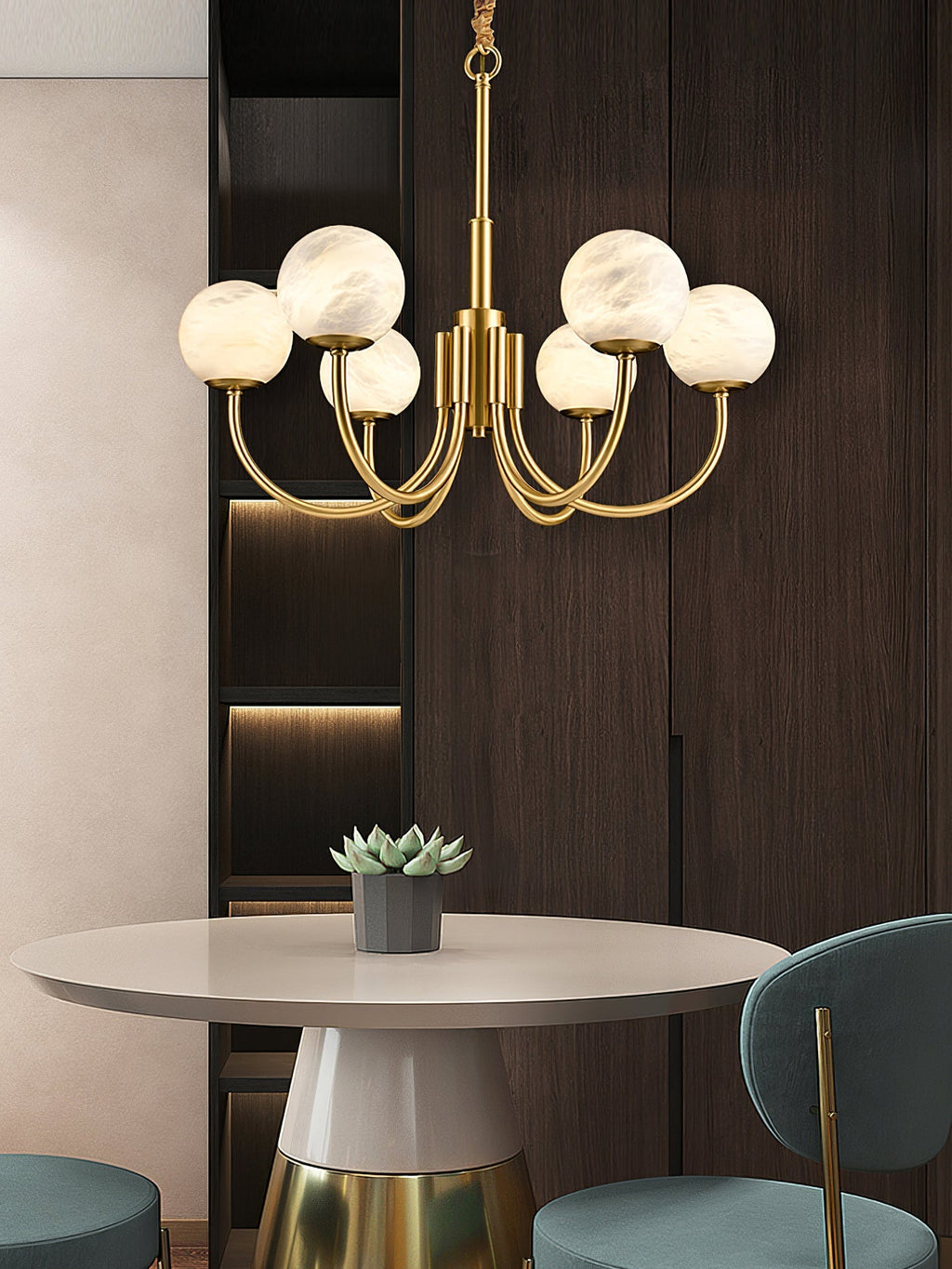 Aberfield Alabaster Chandelier-Moonnatur