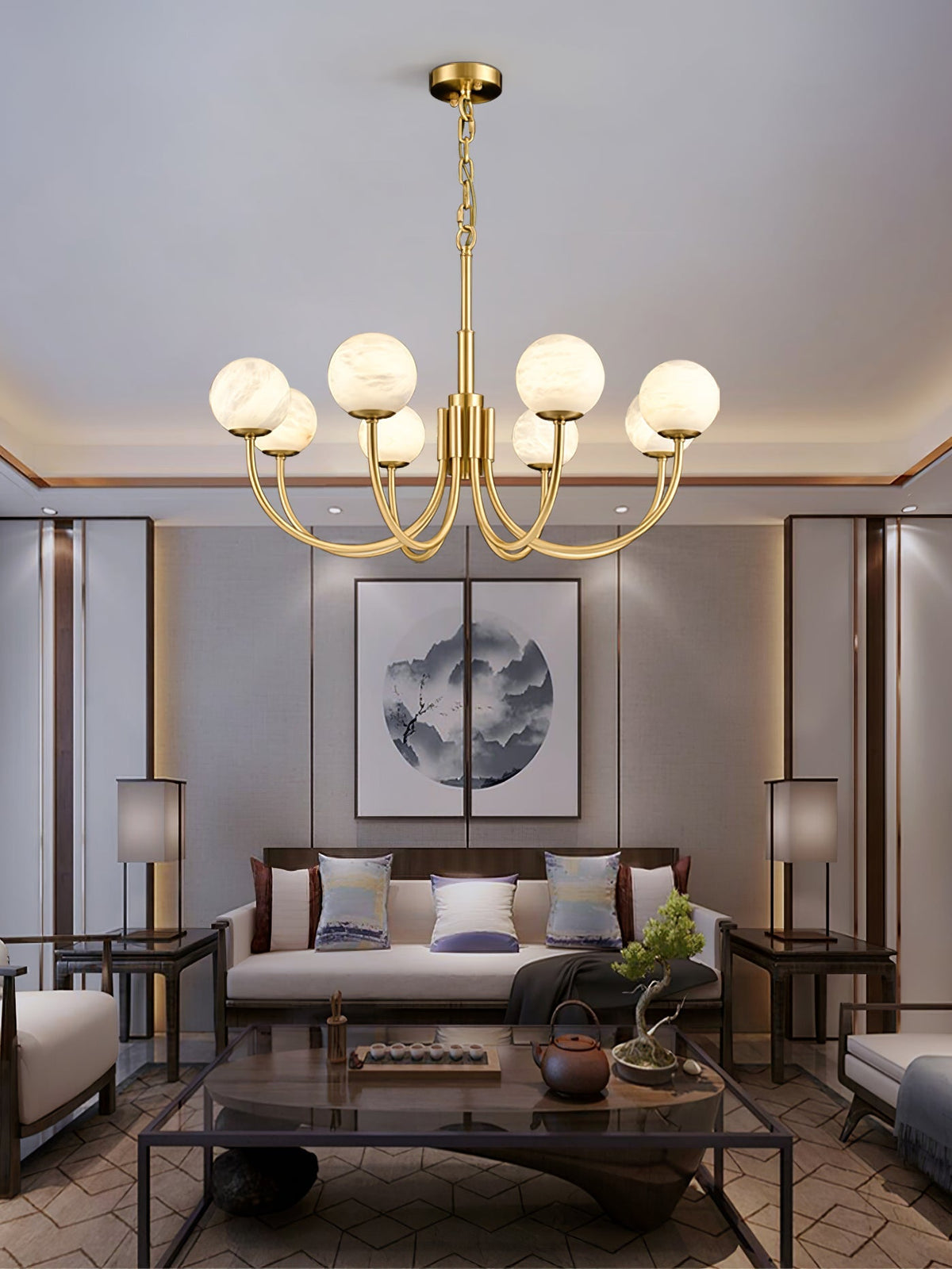 Aberfield Alabaster Chandelier-Moonnatur
