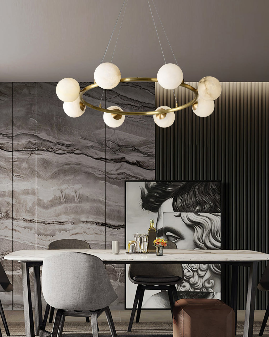 Barrowgrove Alabaster Chandelier-Moonnatur