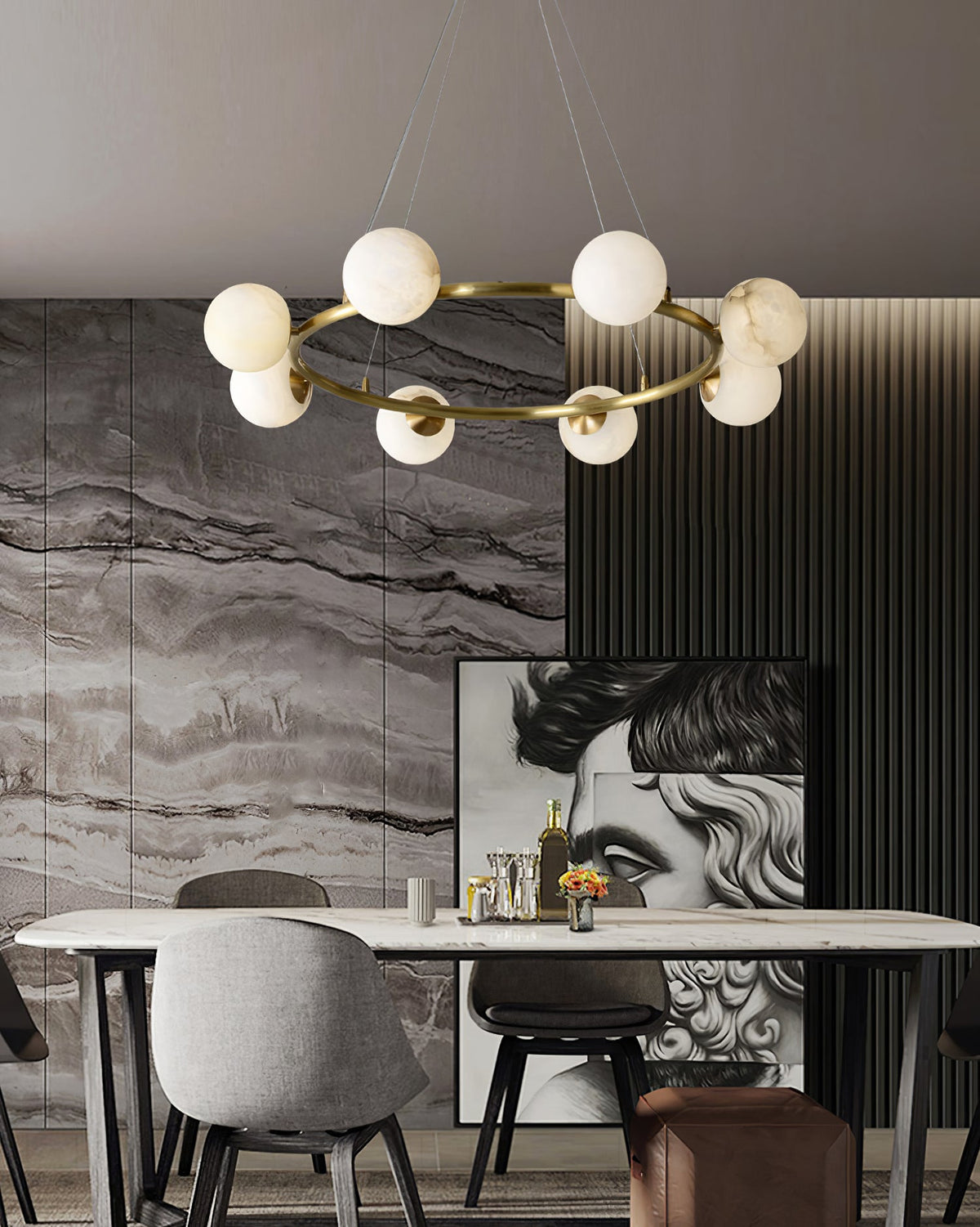 Barrowgrove Alabaster Chandelier-Moonnatur