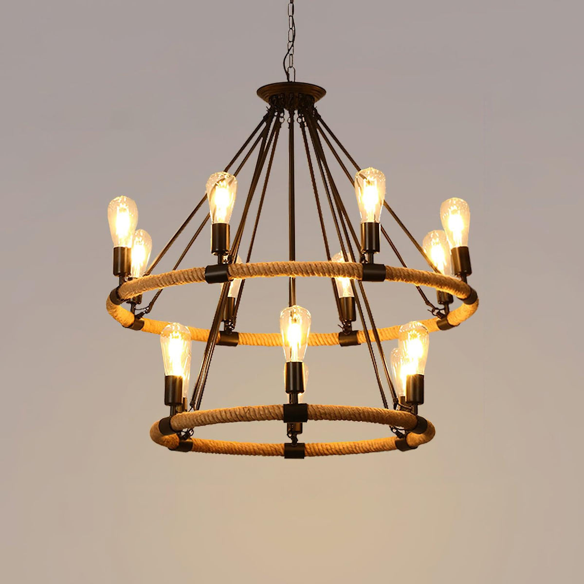 Maelora Hemp Rope Chandelier-Moonnatur