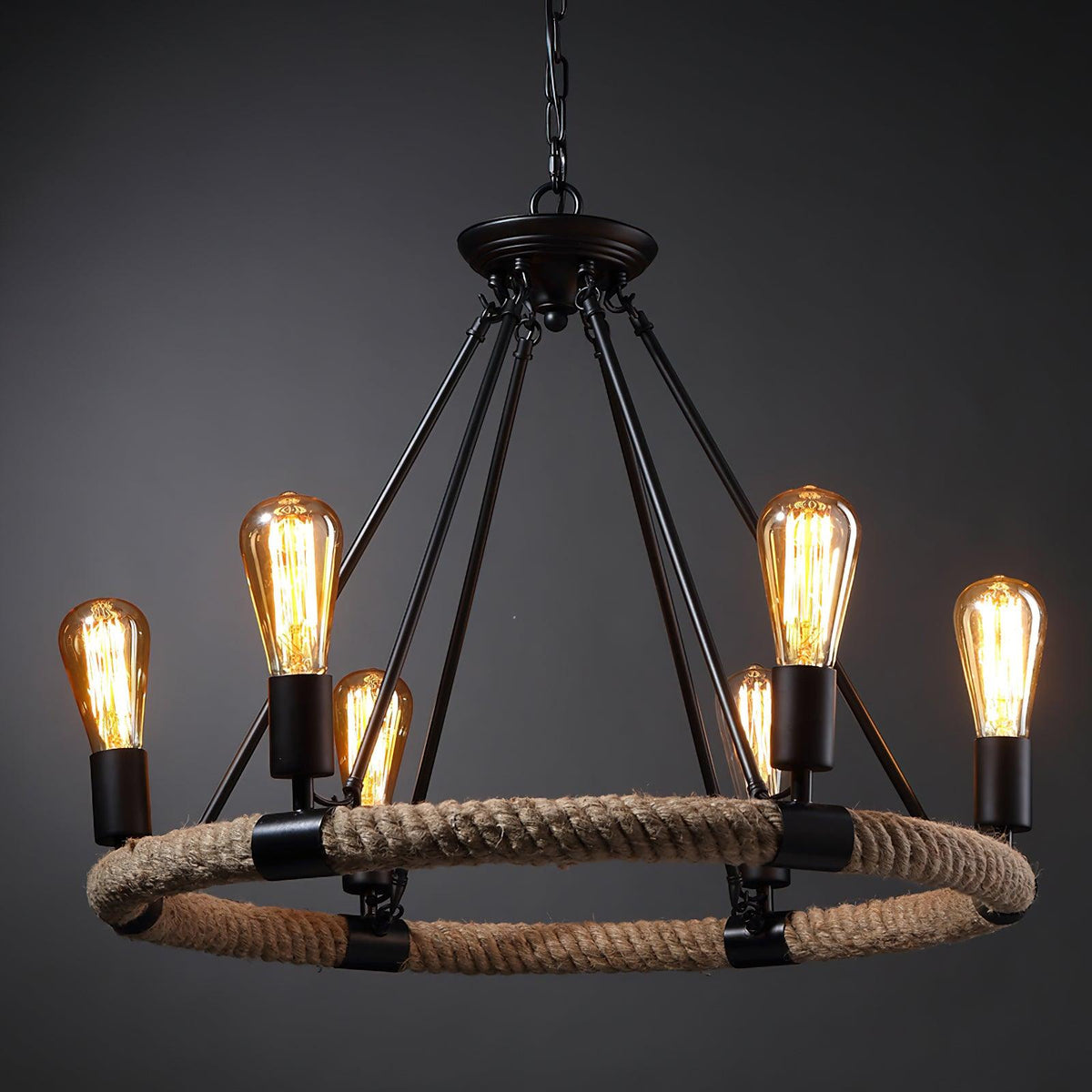 Maelora Hemp Rope Chandelier-Moonnatur