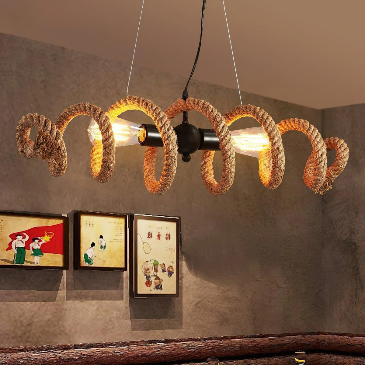 Fendelwynne Hemp Rope Chandelier-Moonnatur