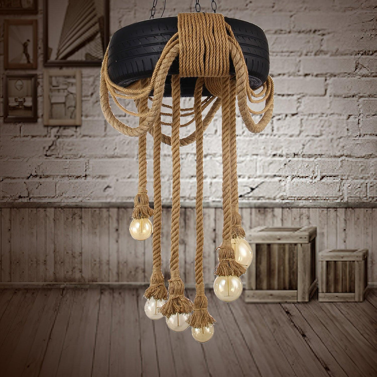 Faldenorie Hemp Rope Chandelier-Moonnatur