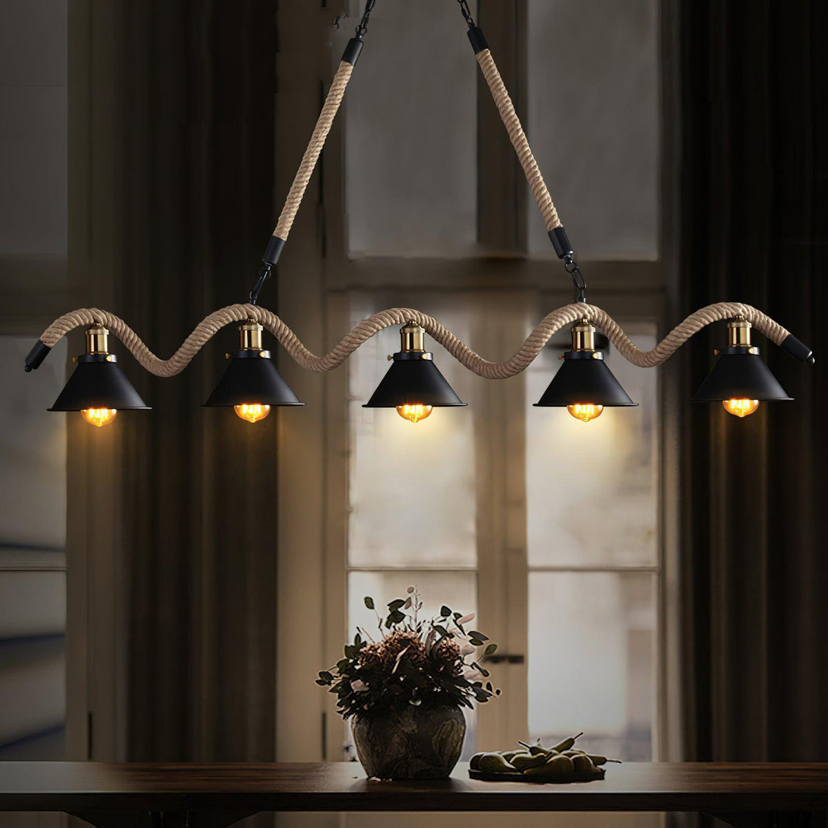 Garrowina Hemp Rope Chandelier-Moonnatur