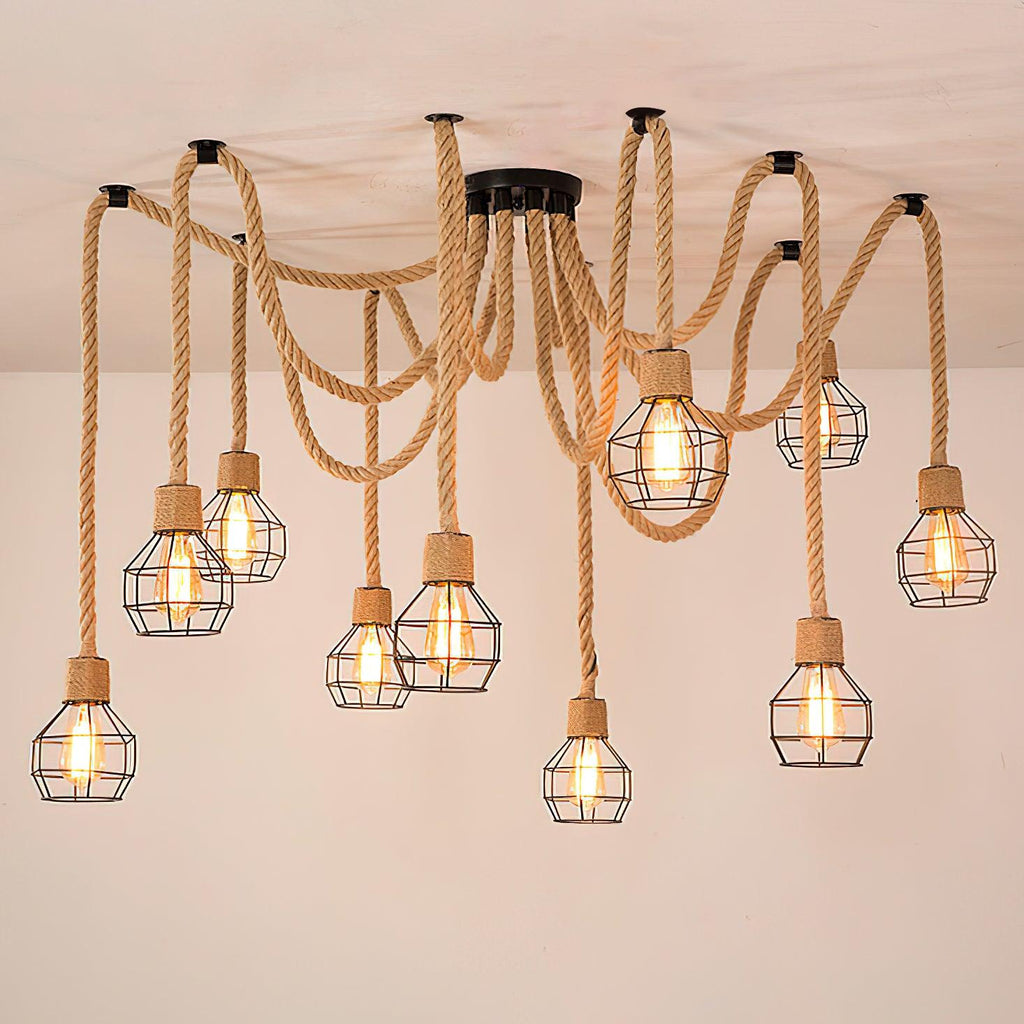 Wrenalia Hemp Rope Chandelier-Moonnatur