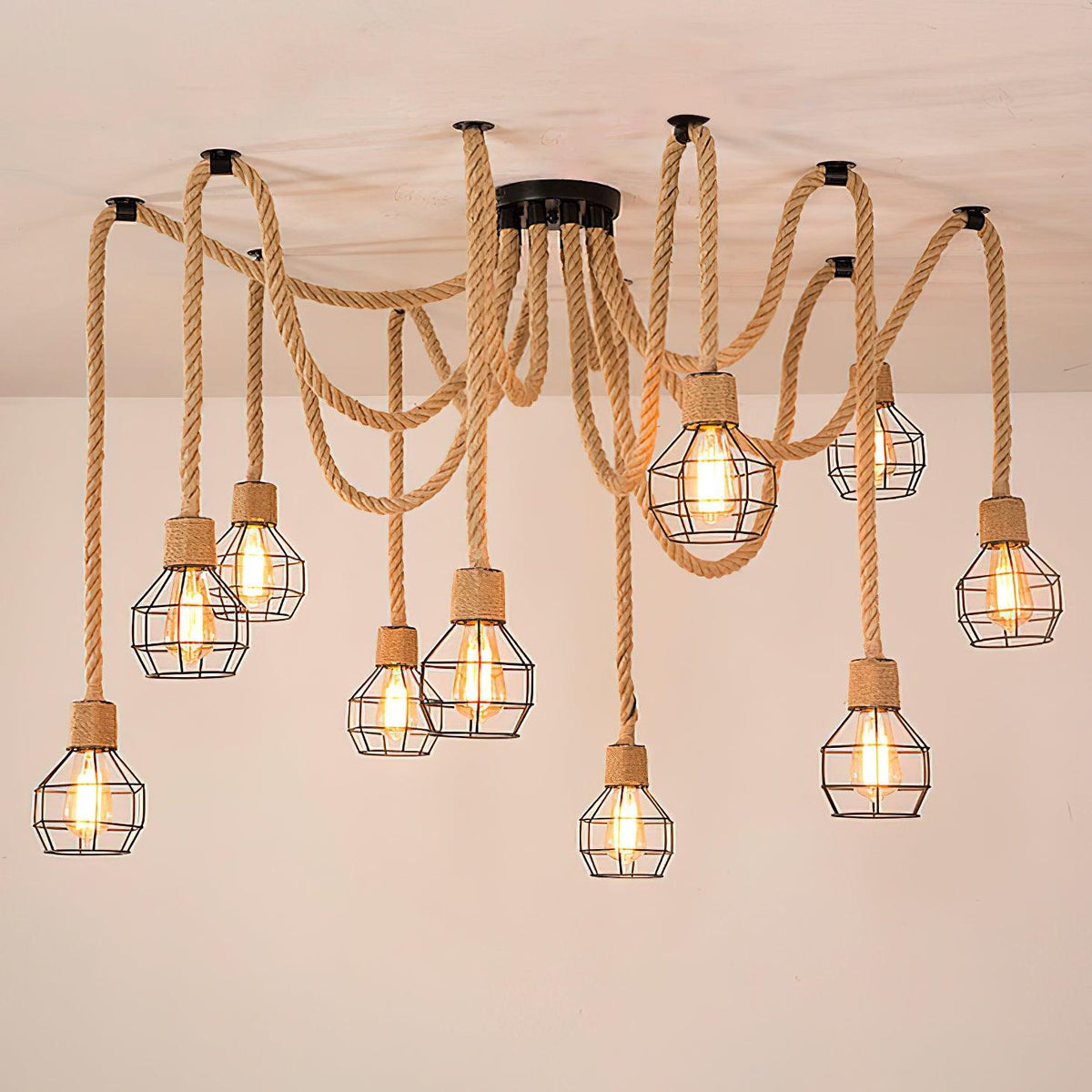 Wrenalia Hemp Rope Chandelier-Moonnatur