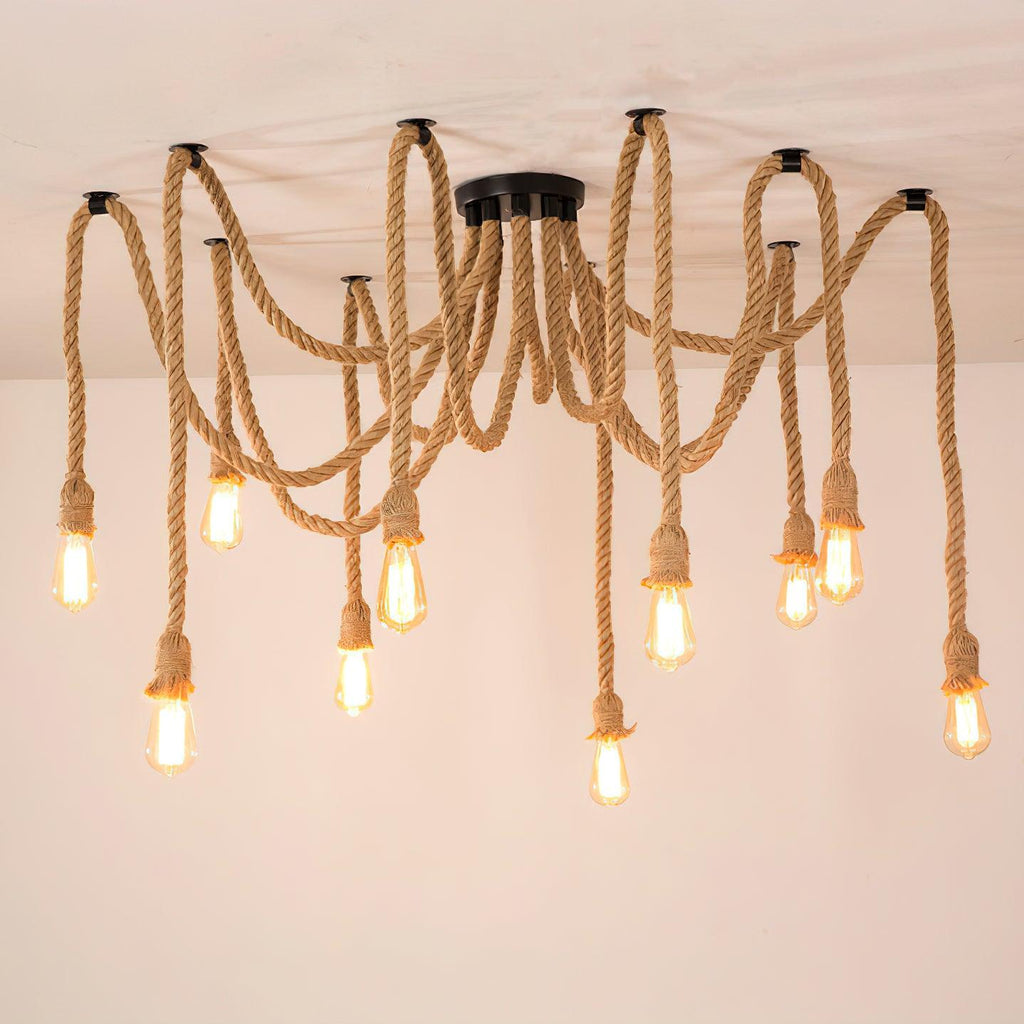 Wrenalia Hemp Rope Chandelier-Moonnatur