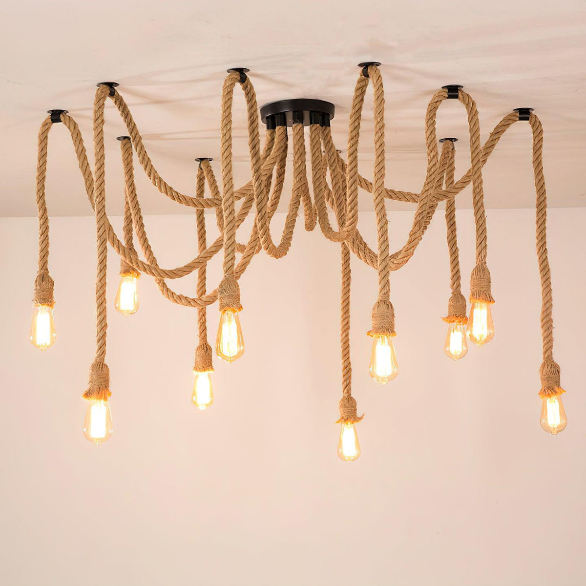 Wrenalia Hemp Rope Chandelier-Moonnatur