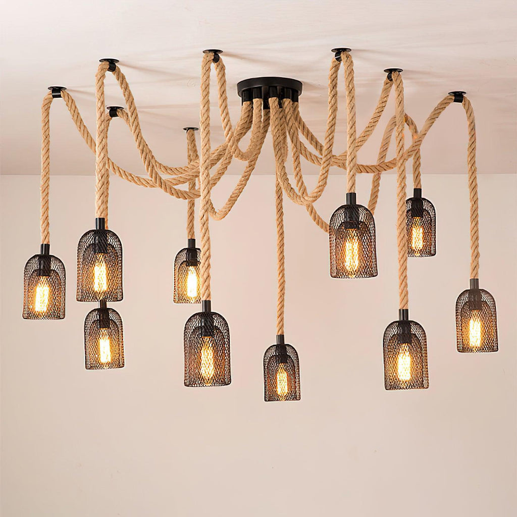 Wrenalia Hemp Rope Chandelier-Moonnatur