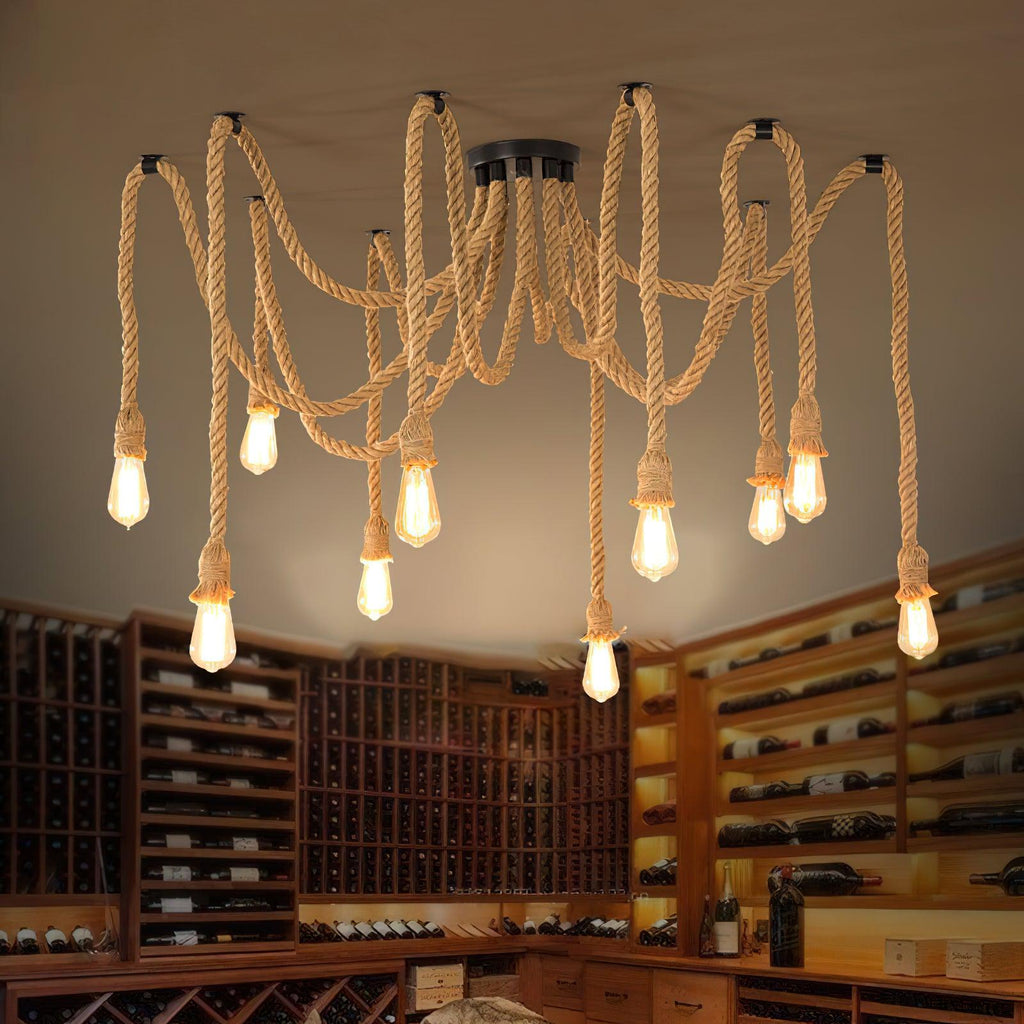 Wrenalia Hemp Rope Chandelier-Moonnatur