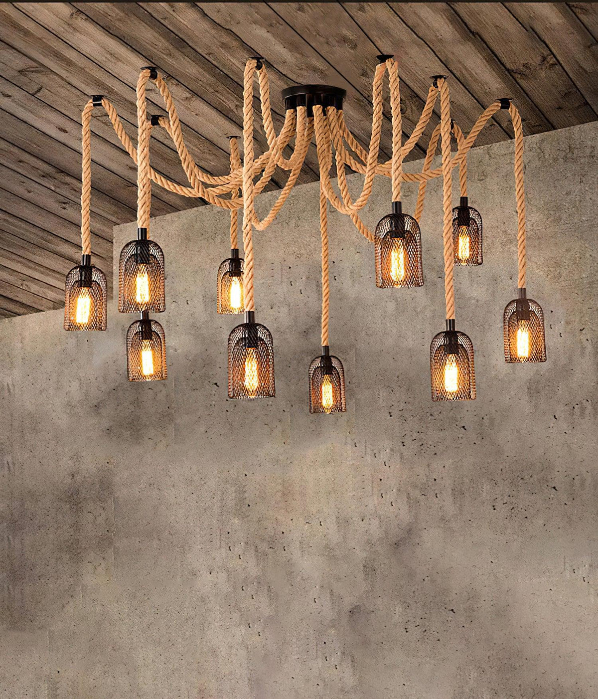 Wrenalia Hemp Rope Chandelier-Moonnatur