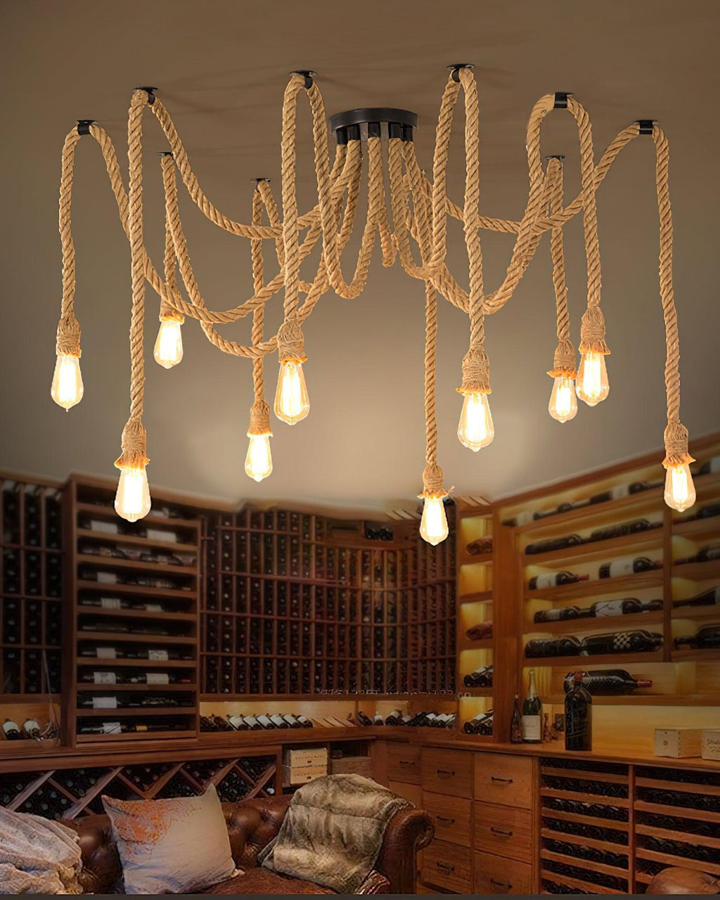 Wrenalia Hemp Rope Chandelier-Moonnatur