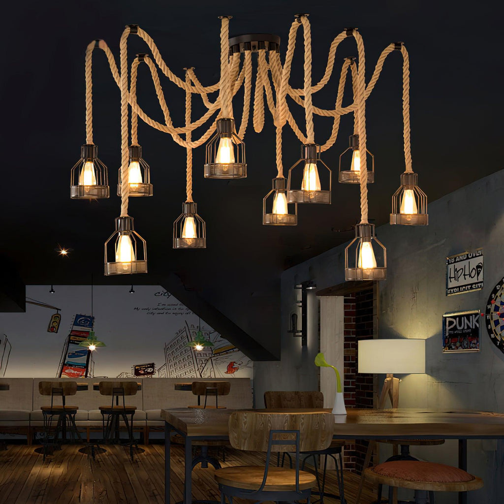 Wrenalia Hemp Rope Chandelier-Moonnatur
