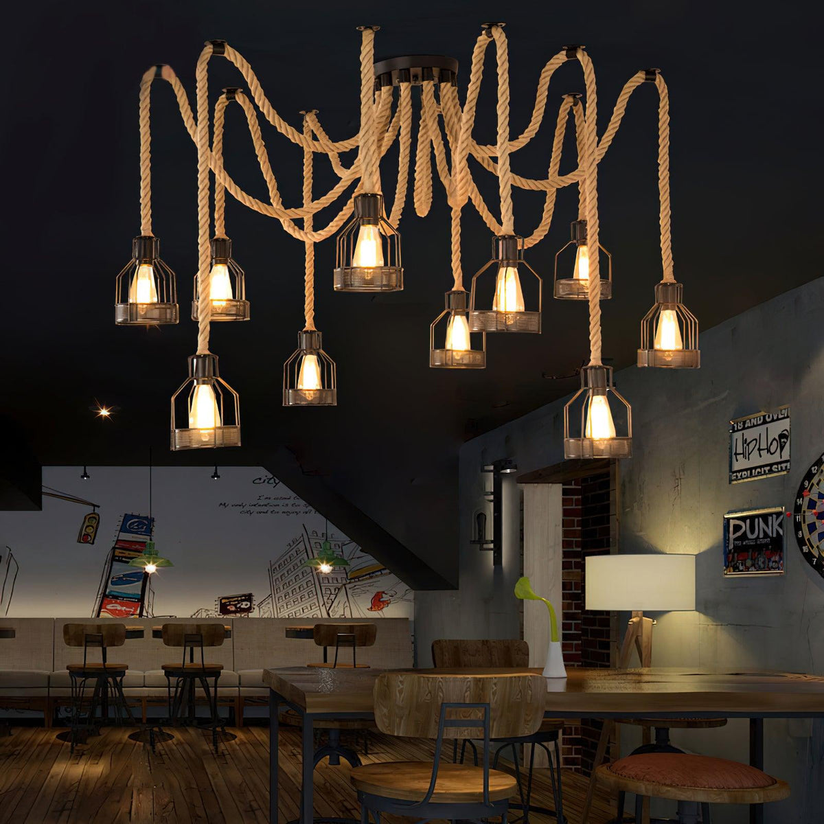 Wrenalia Hemp Rope Chandelier-Moonnatur