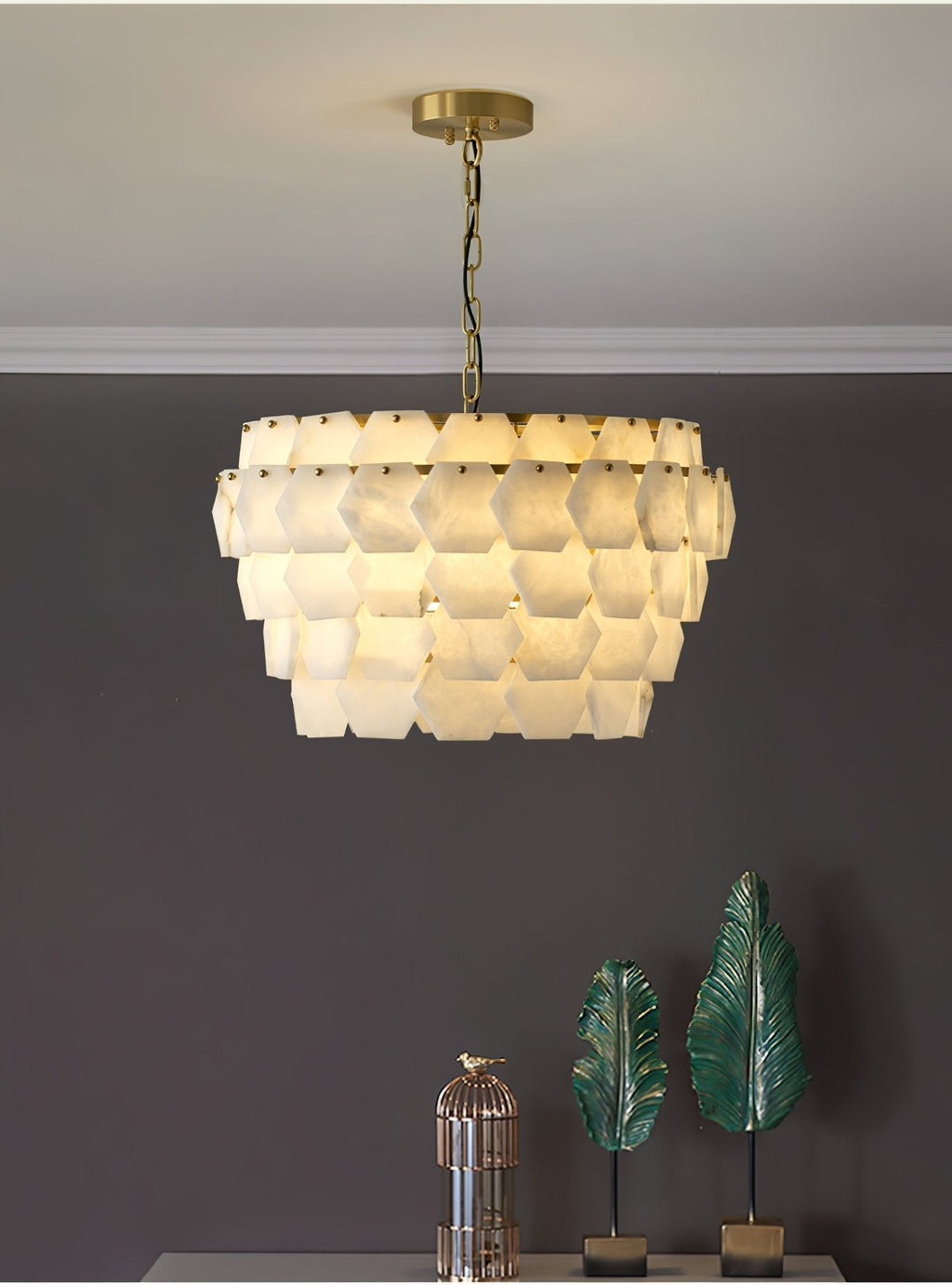 Wardenwood Alabaster Chandelier-Moonnatur