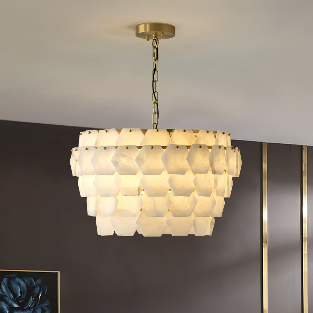 Wardenwood Alabaster Chandelier-Moonnatur