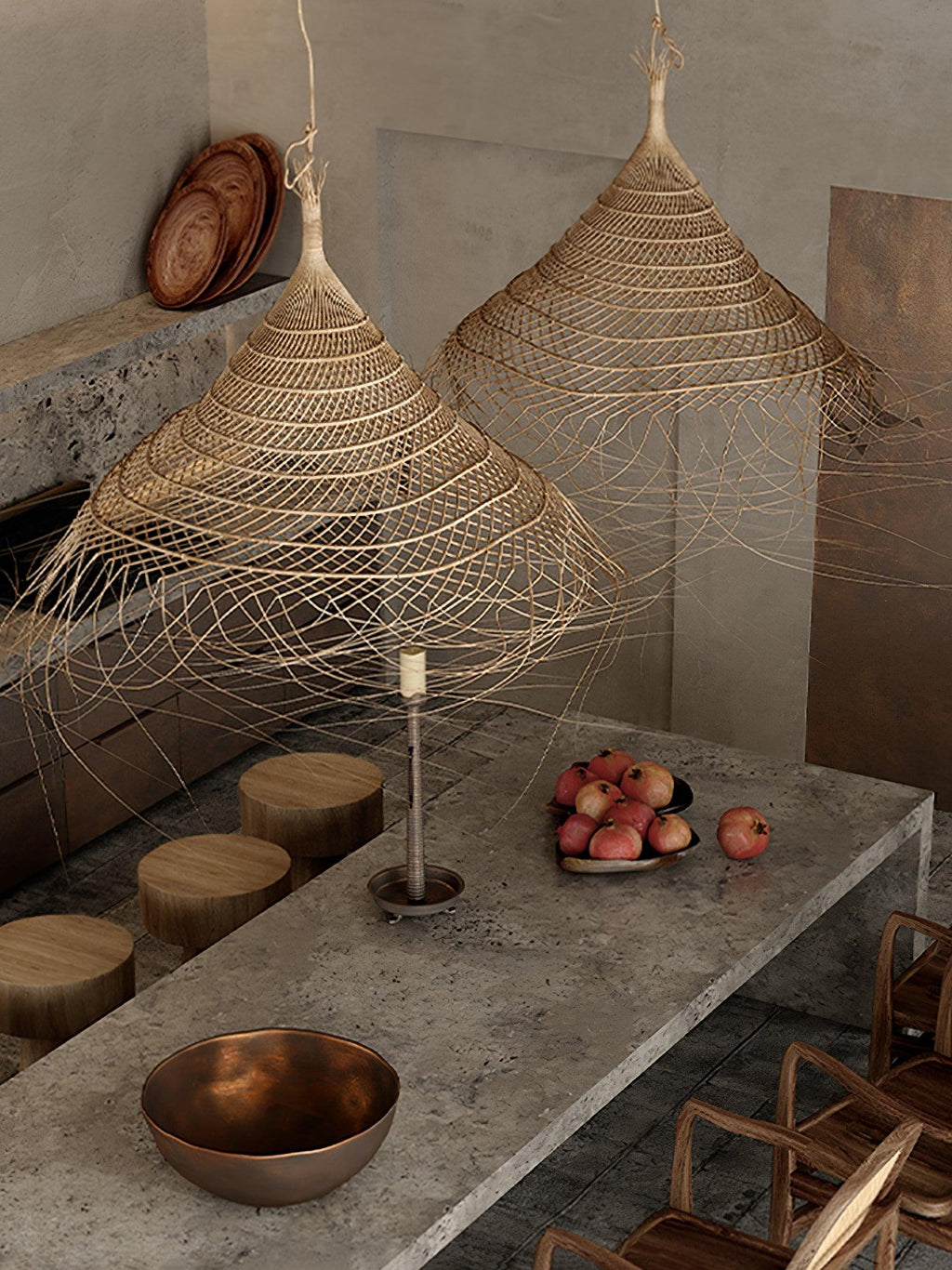 Milrenara Rattan Pendant Light-Moonnatur