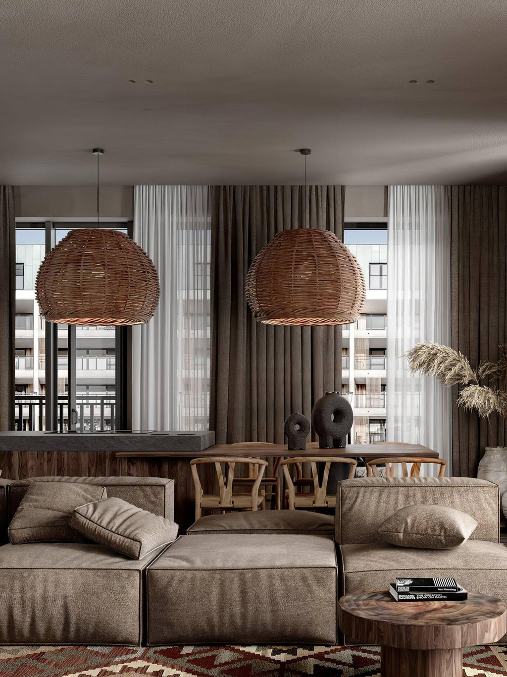 Milrenara Rattan Pendant Light-Moonnatur