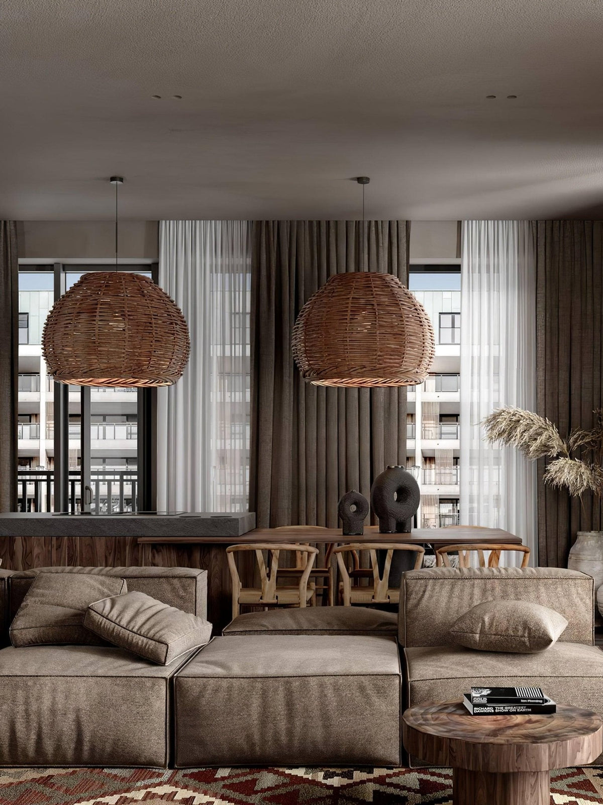 Milrenara Rattan Pendant Light-Moonnatur