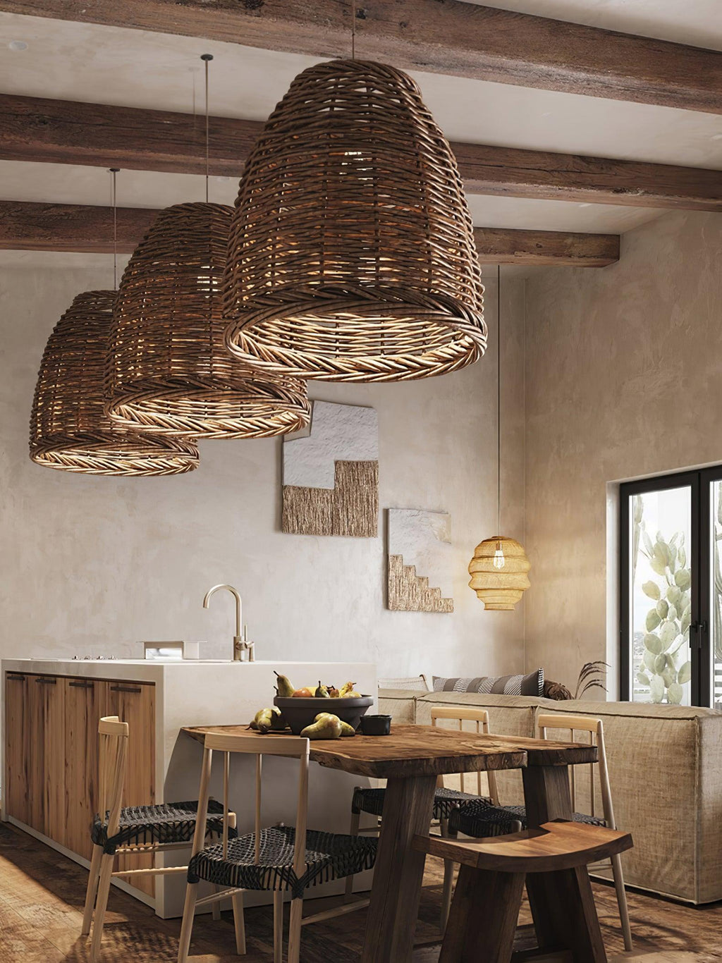 Milrenara Rattan Pendant Light-Moonnatur