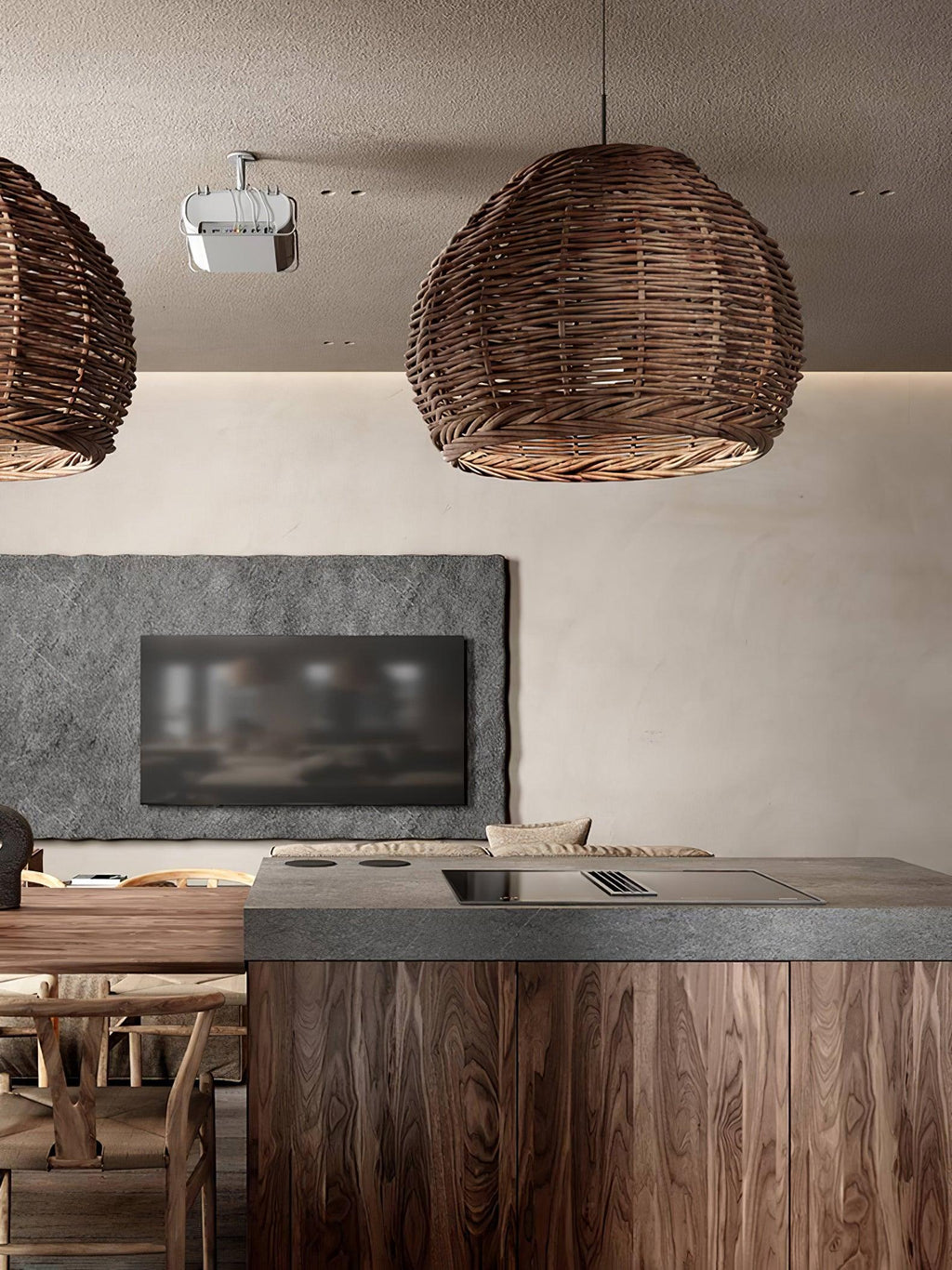 Milrenara Rattan Pendant Light-Moonnatur