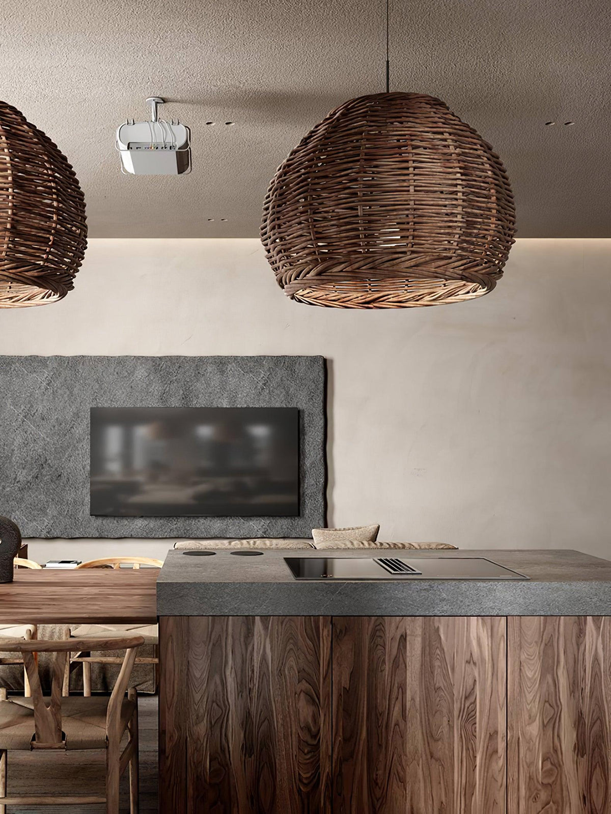 Milrenara Rattan Pendant Light-Moonnatur