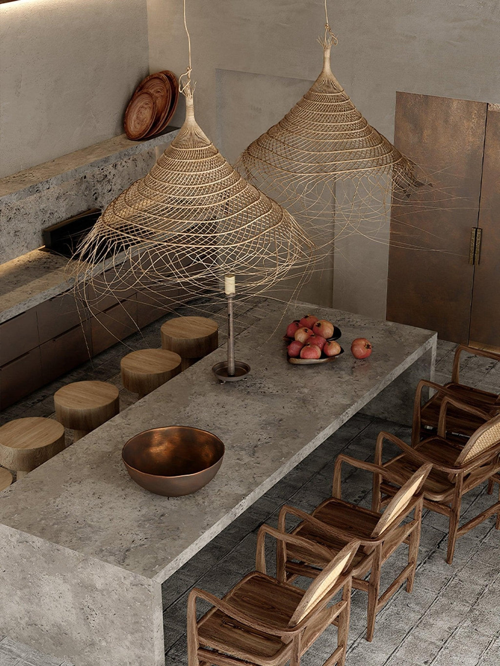 Milrenara Rattan Pendant Light-Moonnatur