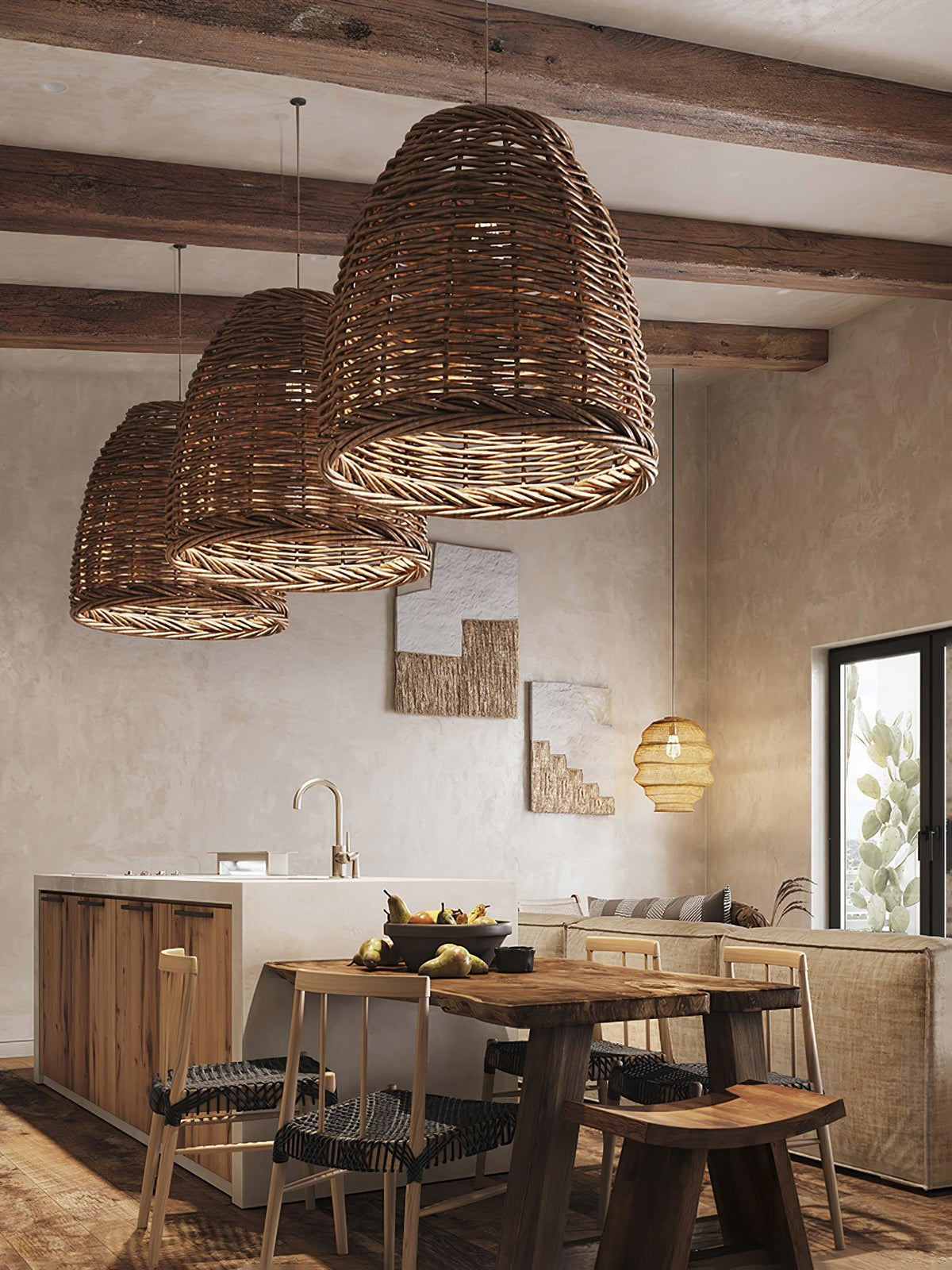 Milrenara Rattan Pendant Light-Moonnatur